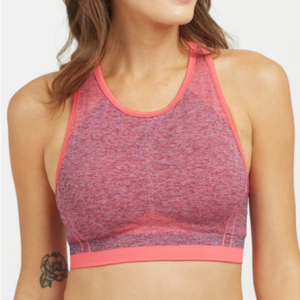 SPANX Seamless Sculpt Medium Impact Sports Bra - SPACEDYE CORAL PUNCH